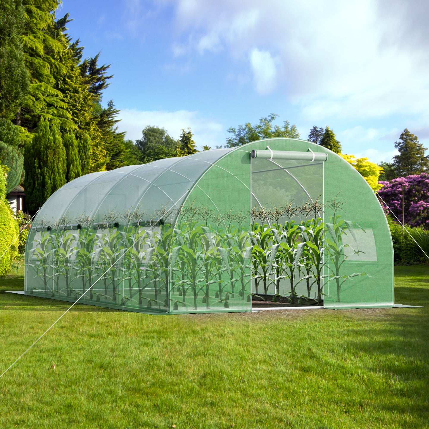 Topbuy 20 x 10 x 6.6 FT Outdoor Walk-in Greenhouse Tunnel Plants Green Garden Hot House w/ 10 Roll-up Windows
