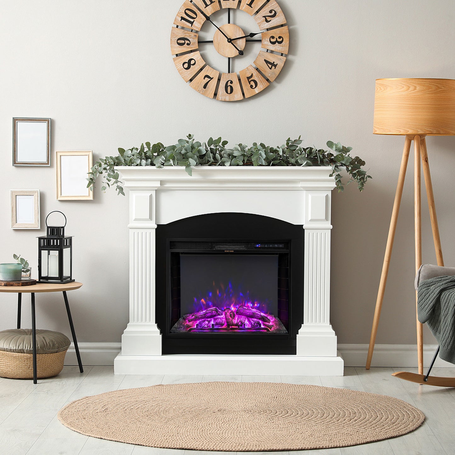 Topbuy 26 Inch Electric Fireplace Insert 5,000 BTU Recessed Freestanding Fireplace Heater w/ 3 Flame Colors & 6 Brightness