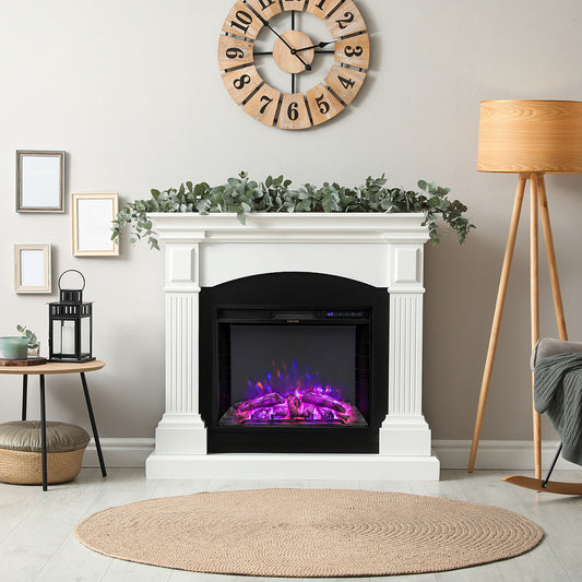 Topbuy 26 Inch Electric Fireplace Insert 5,000 BTU Recessed Freestanding Fireplace Heater w/ 3 Flame Colors & 6 Brightness