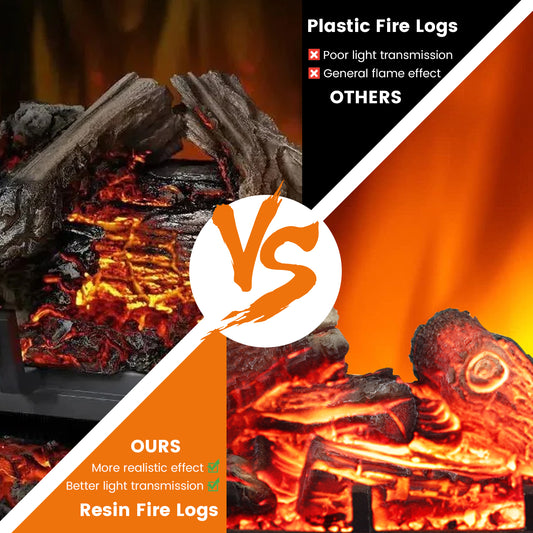 Topbuy 26'' Electric Fireplace Log Set Heater w/ Remote 5 Flame Modes & Brightness Thermostat Control 8H Timer