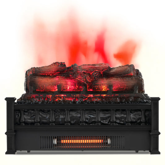 Topbuy 20'' Electric Fireplace Log Set Heater with Adjustable Temp Overheating Protection Realistic Pinewood Ember Bed
