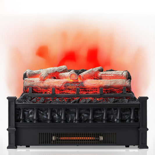 Topbuy 20'' Electric Fireplace Log Set Heater with Adjustable Temp Overheating Protection Realistic Birch Wood Ember Bed