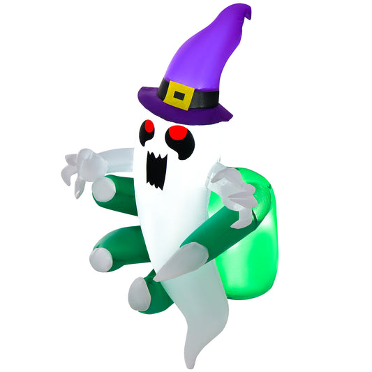 Topbuy Inflatable Ghost Broke Out from Window Blow Up Decorations with Built-in LED Lights 3 Suction Cups Halloween Inflatable Prop