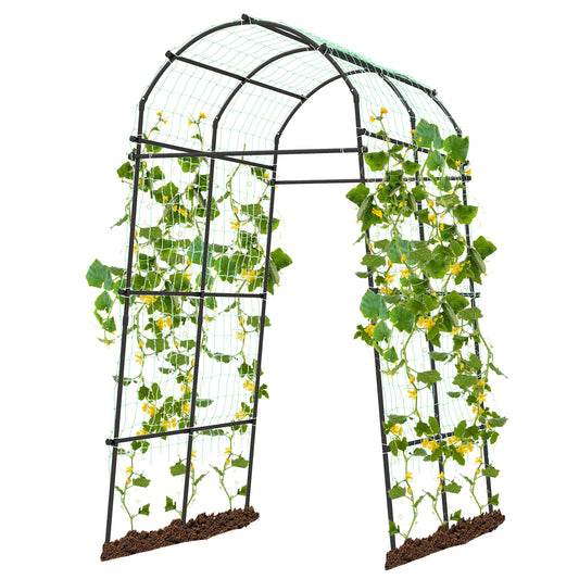 Topbuy Garden Arch Trellis 7.5 FT Tall Garden Arch Plant Tunnel Trellis with Trellis Netting Tunnel Plant Support