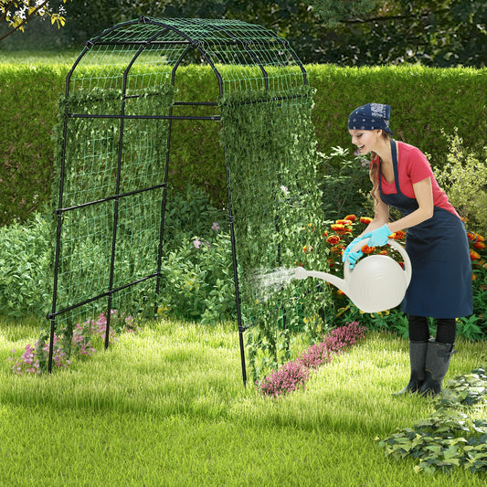 Topbuy Garden Arch Trellis 7.5 FT Tall Garden Arch Plant Tunnel Trellis with Trellis Netting Tunnel Plant Support