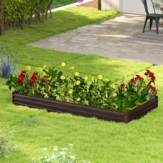 Topbuy Raised Garden Bed 8 x 4 x 1 ft Metal Planter Box with Middle Reinforced Bracket Rectangular Raised Garden Box