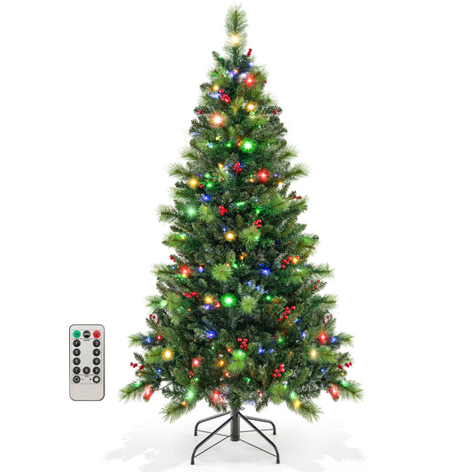 Topbuy 6/7/8 FT Artificial Christmas Tree Pre-lit Xmas Tree with 300/400/500 Multi-Color & Warm-White LED Lights