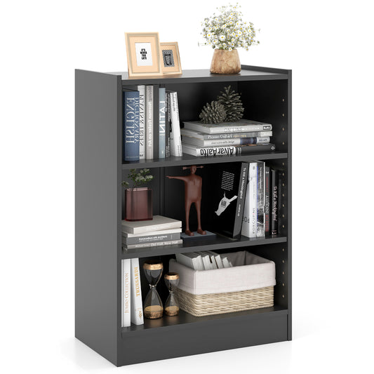 Topbuy 3-Tier Bookcase Open Bookshelf Cube Storage Organizer Floor Standing Display Bookcase with Adjustable Shelves Rustic Brown/Black/White