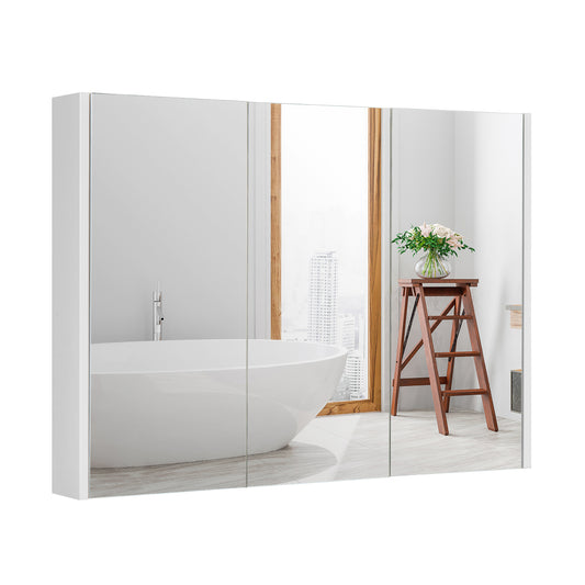 Topbuy Medicine Mirror Cabinet Space Saving Bathroom Wall Cabinet with Metal Hinge Adjustable Shelf Expansion Bolt