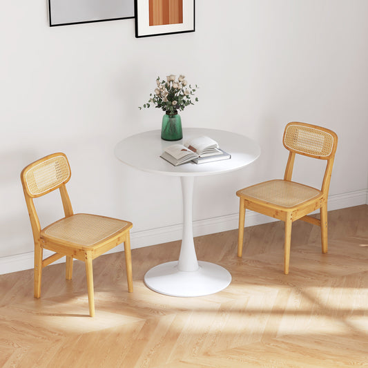 Topbuy Rattan Dining Chairs Set of 2 Kitchen Dining Chairs with Simulated Rattan Backrest & Wood Frame