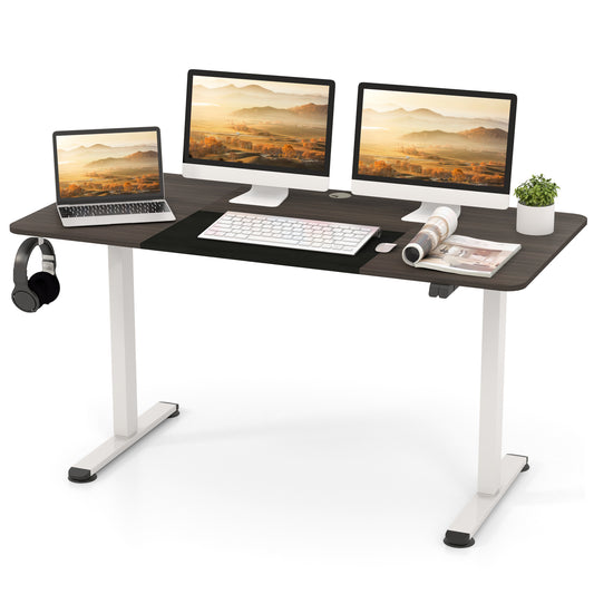 Topbuy Height Adjustable Electric Standing Desk 55'' x 28'' Sit to Stand Electric Desk w/ Metal Frame & Powerful Motor