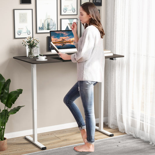 Topbuy Height Adjustable Electric Standing Desk 55'' x 28'' Sit to Stand Electric Desk w/ Metal Frame & Powerful Motor