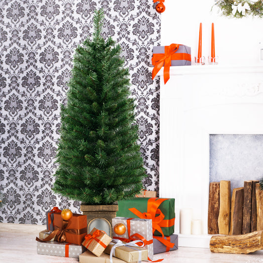 Topbuy 4FT Artificial Potted Christmas Tree Pe-lit Entrance Tree with 100 LED Lights 3 Lighting Modes 4-level Adjustable Brightness