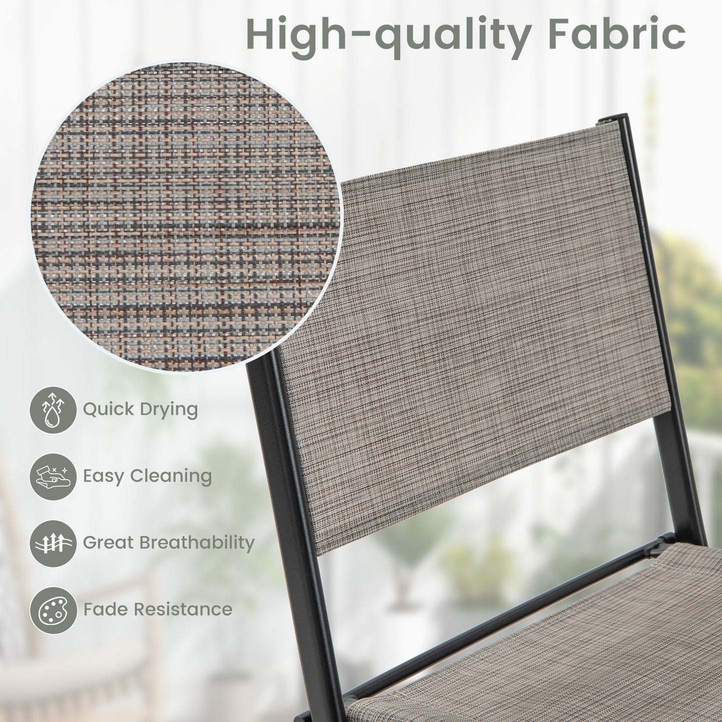 Topbuy Outdoor Barstools Set of 2/4 Counter Height Folding Bar Chairs with Back and Footrest Versatile Patio Dining Chairs Coffee