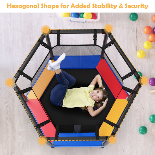 Topbuy 48?¡¥?¡¥ Kids Jumping Exercise ASTM Certified Approved Mini Recreational Hexagonal Shape Toddler Trampolines for Kids Toy Birthday Gift