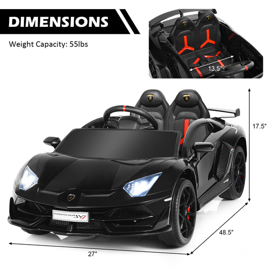 Topbuy Licensed Lamborghini Kids Electric Ride On Car 12V Motorized Vehicles with LED Lights Black/Green/Red/White