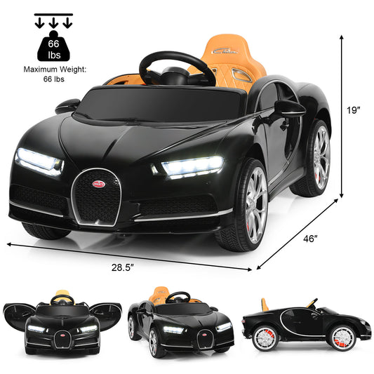 Topbuy Licensed Bugatti Kids Ride On Car Electric Racing Toy with Remote Control Black/Blue/Pink/Red/White