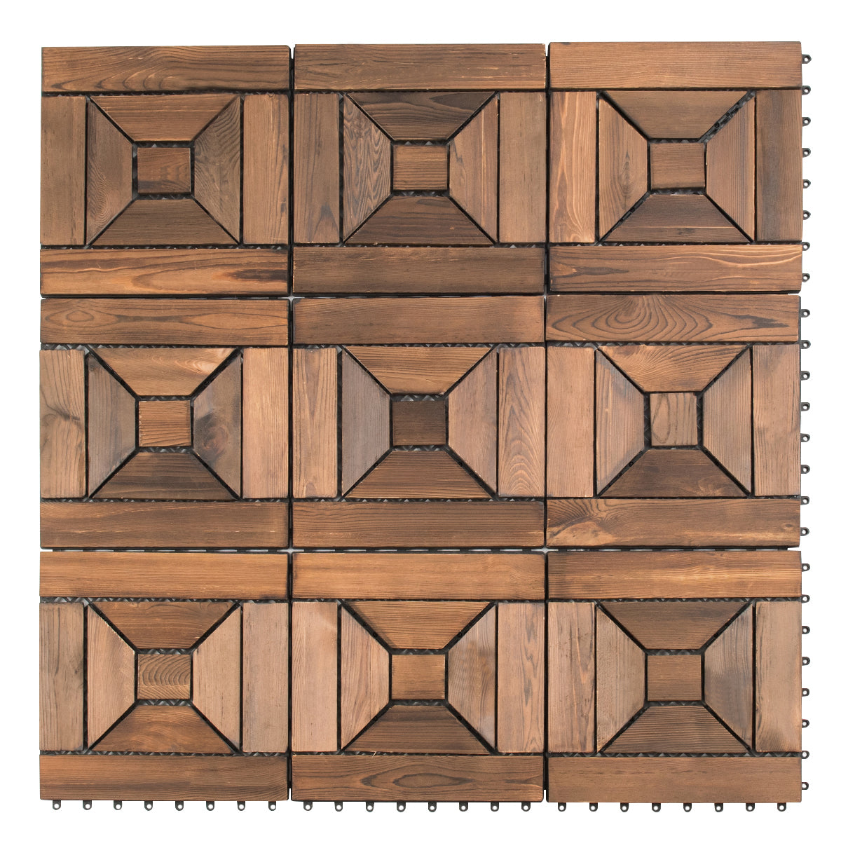 Patiojoy 11 PCS 12'' x 12'' Interlocking Wood Patio Deck Floor Tiles