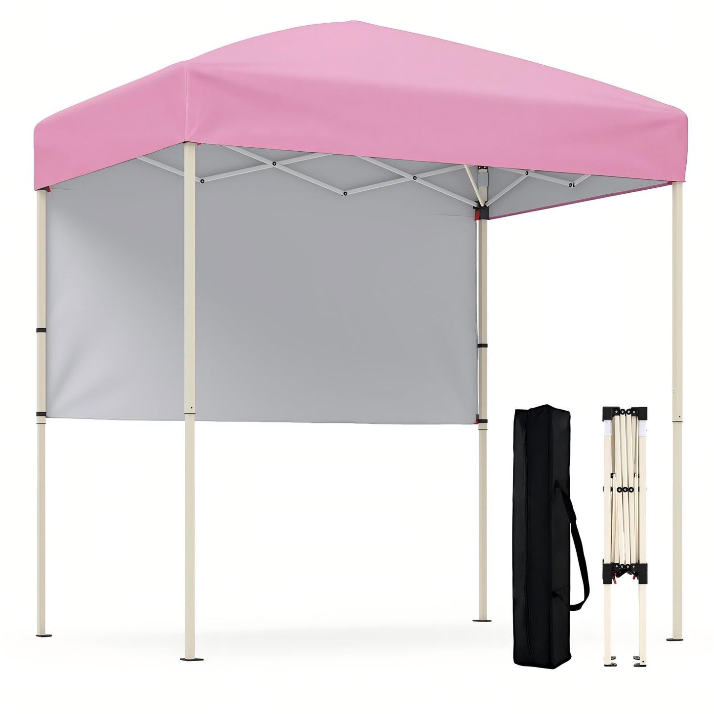 Patiojoy 6 x 4 FT Canopy Tent Pop Up Easy Setup Tent w/ 1 Half Sidewall Foldable & Portable Outdoor Gazebo Pink/Red/White/Gray/Blue