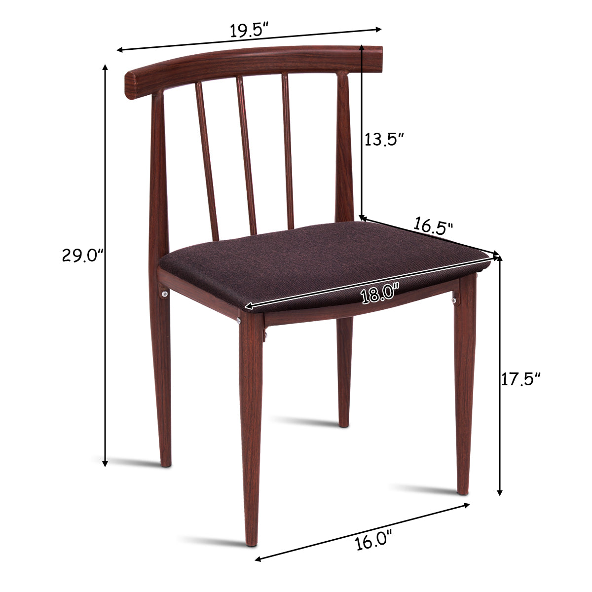 Patiojoy Set of 2 Modern Fabric Upholstered Armless Accent Dining Chairs