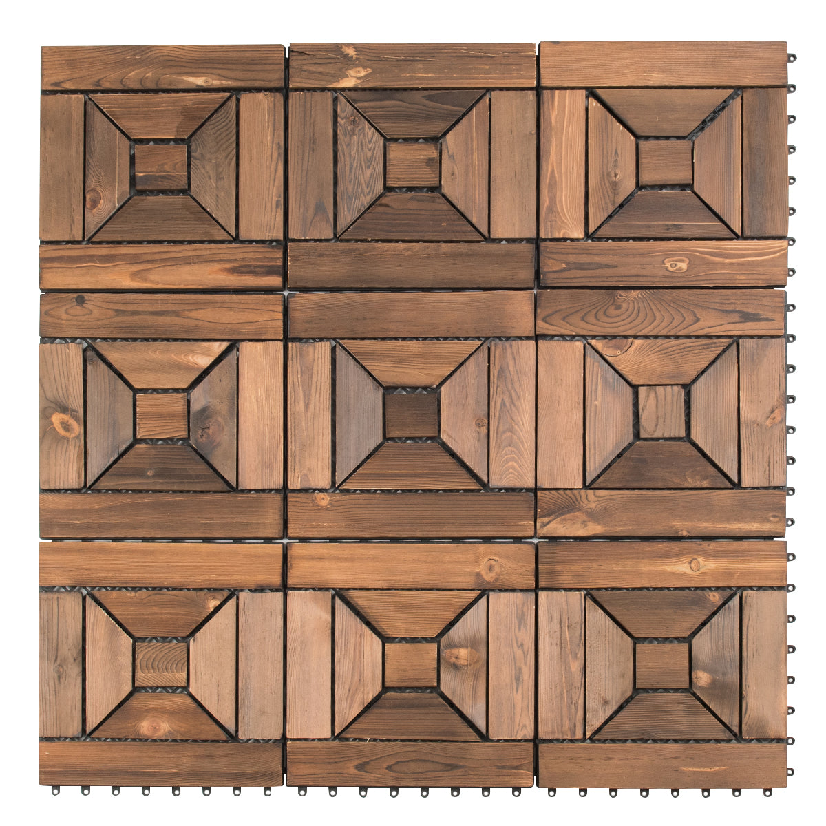 Patiojoy 44 PCS 12" x 12" Interlocking Wood Patio Deck Floor Tiles