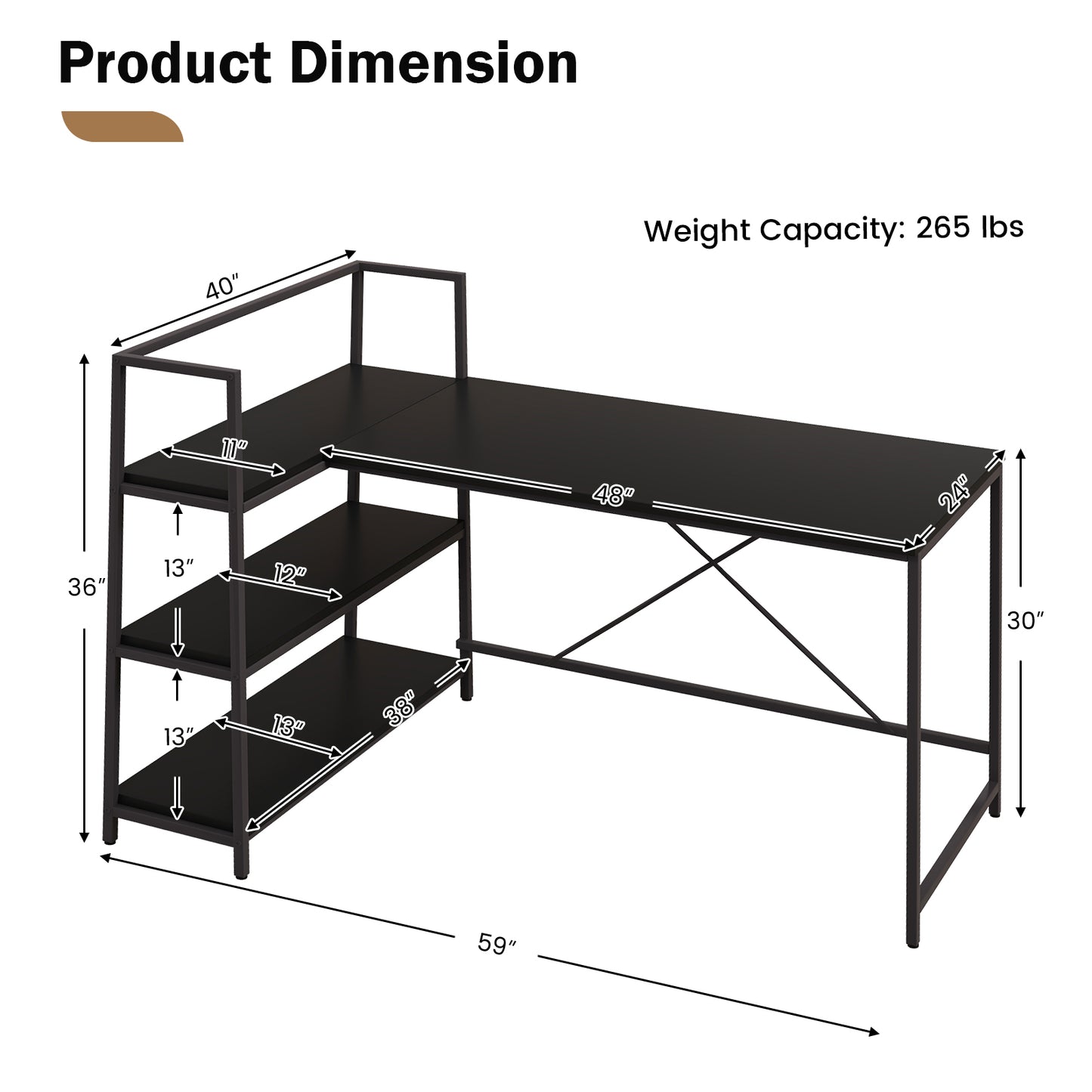 Patiojoy L-Shaped Computer Desk Large Reversible Corner Desk with Open Storage Shelves PC Laptop Gaming Desk