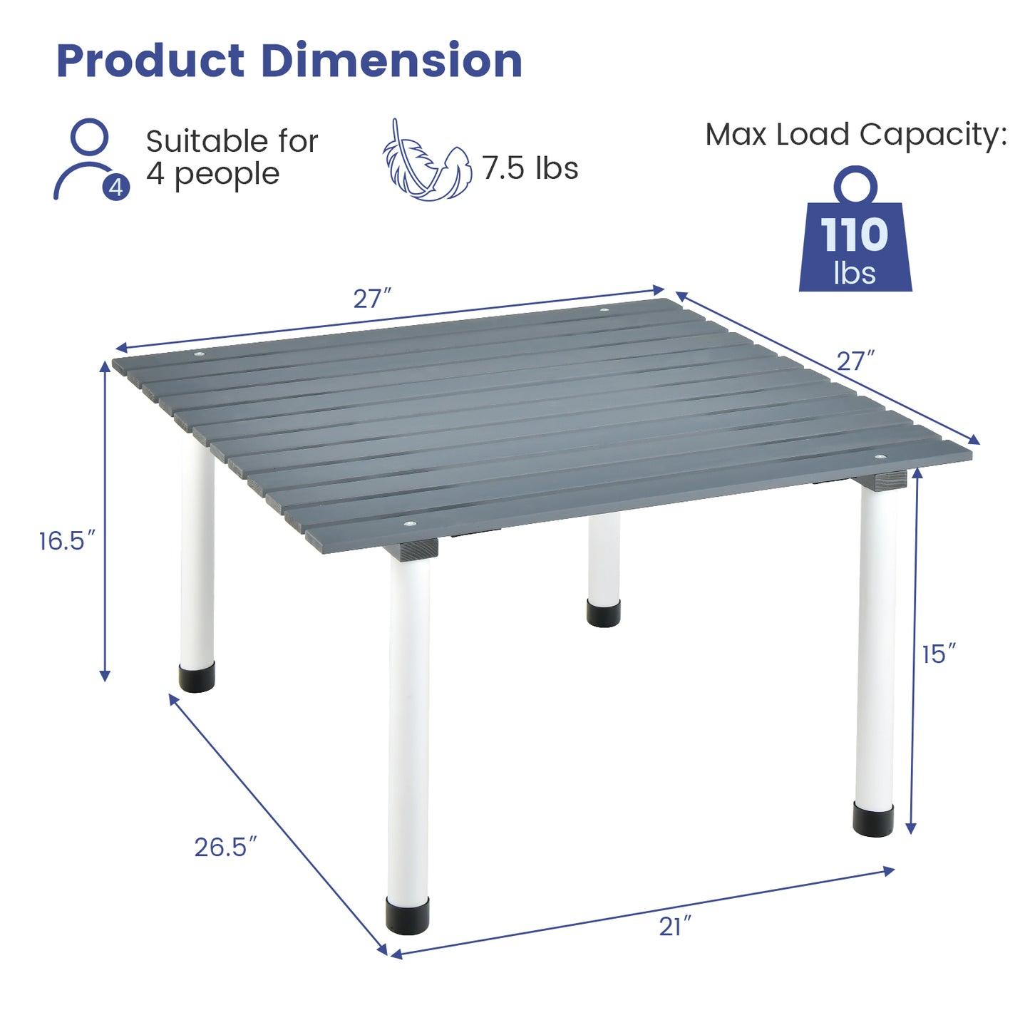 Patiojoy Folding Picnic Table Wooden Roll Up Travel Camping Table with Carrying Bag Portable Lightweight Floor Table