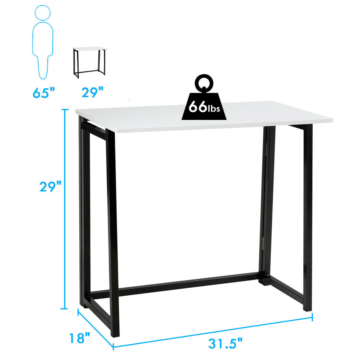 Patiojoy Folding Computer Desk Students Laptop Use Sturdy Writing Table