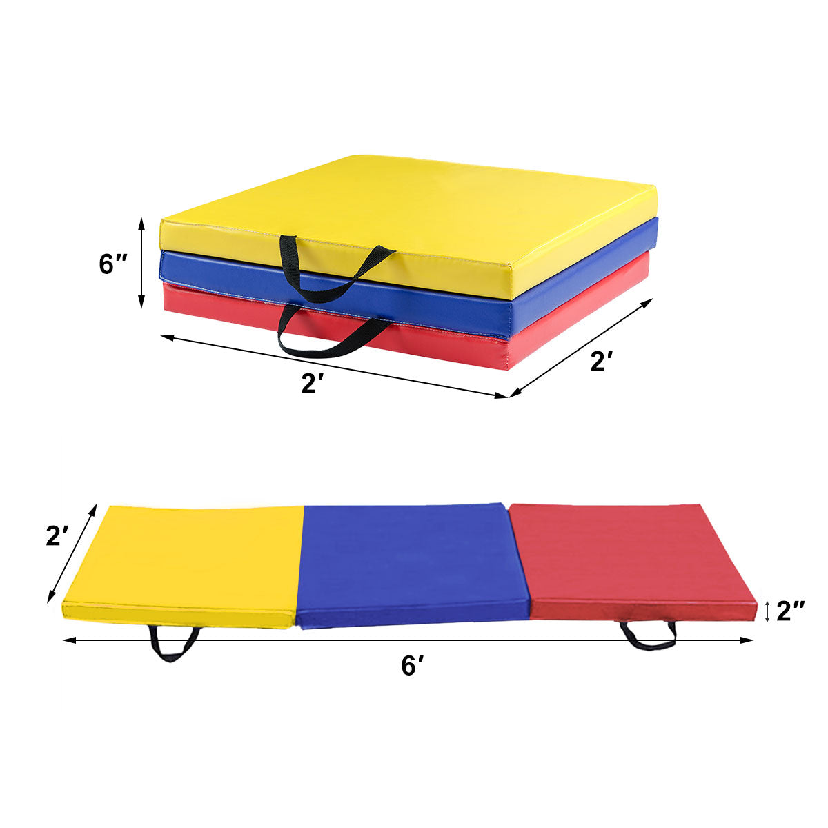 Patiojoy Fitness Exercise Tri-Fold Gymnastics Mat PU surface