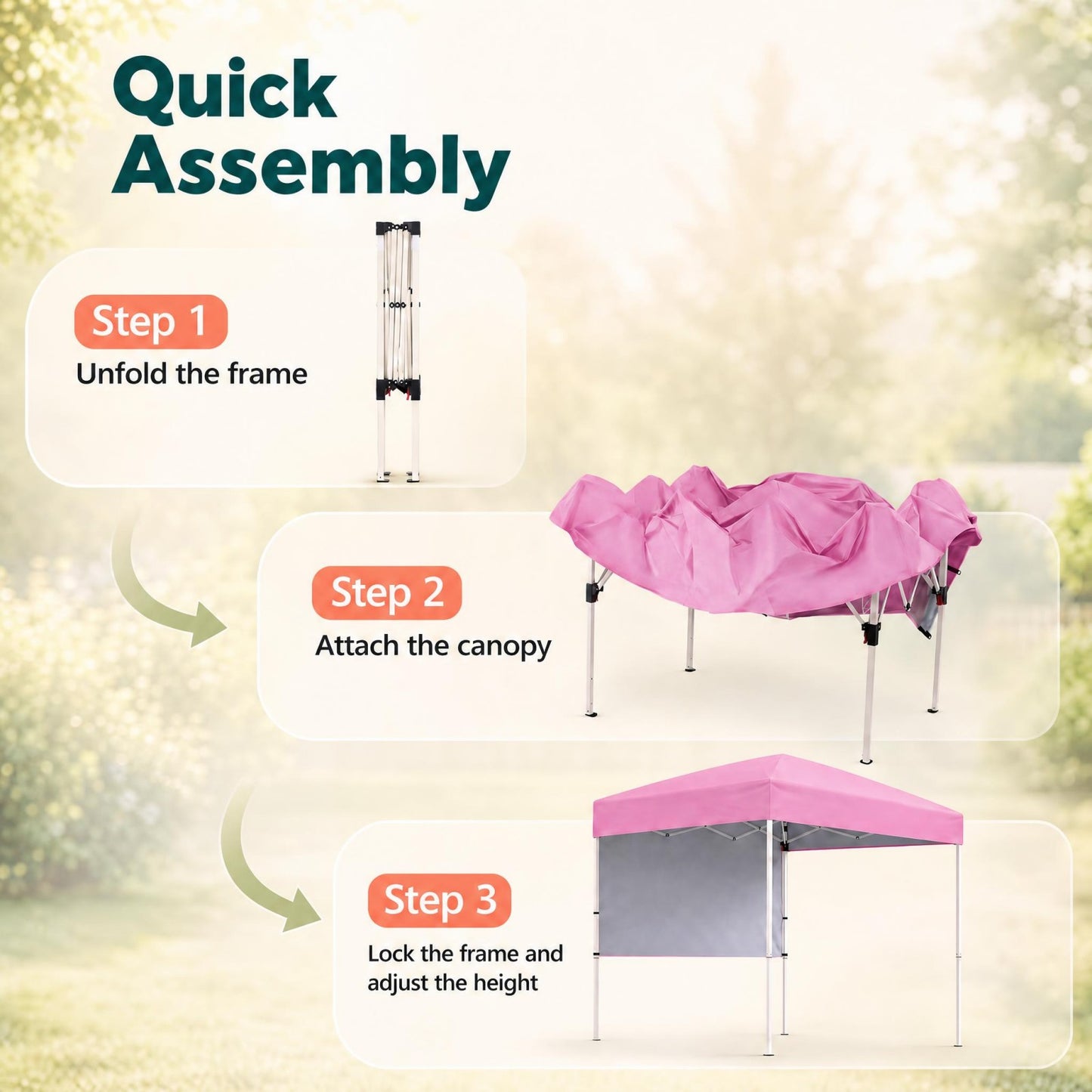 Patiojoy 6 x 4 FT Canopy Tent Pop Up Easy Setup Tent w/ 1 Half Sidewall Foldable & Portable Outdoor Gazebo Pink/Red/White/Gray/Blue