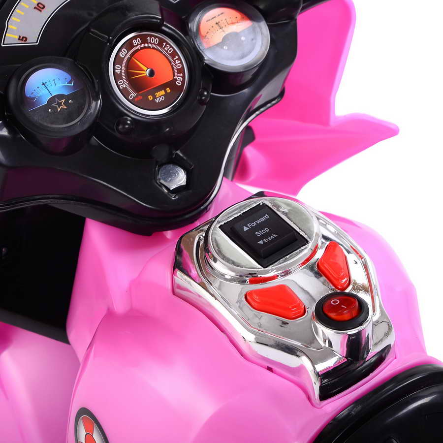 Topbuy 6V Electric Toy Motorcycle Kids Ride On Car Battery Powered 3 Wheel Bicyle Pink