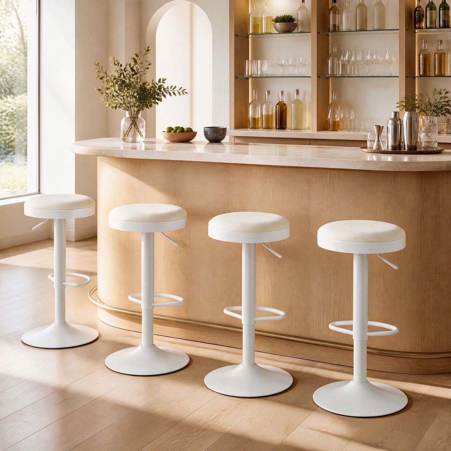 Patiojoy Height-Adjustable Kitchen Bar Stools Bar Stools Set of 2/4 White/Black/Green/Grey