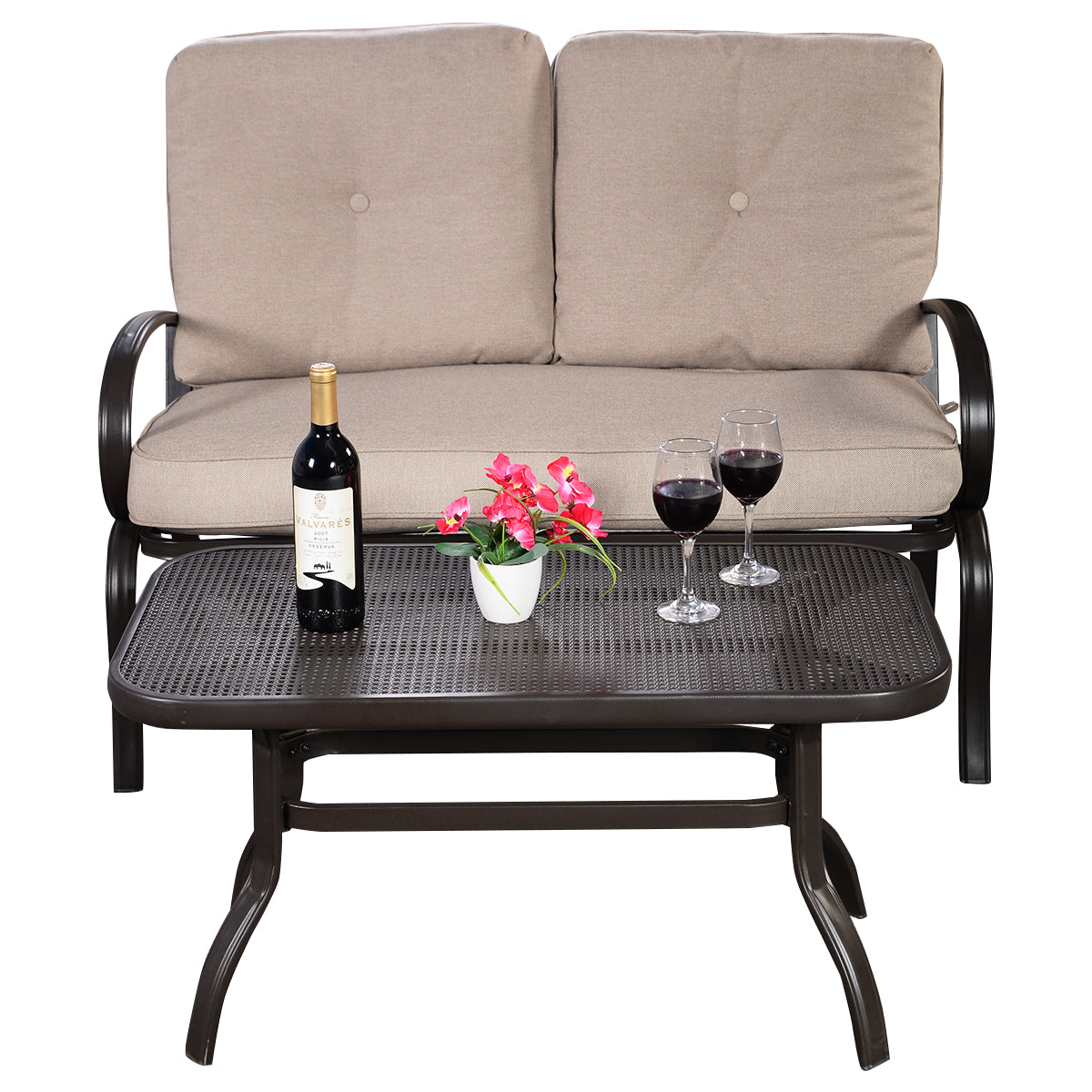 Topbuy LoveSeat Table Set Furniture Outdoor Garden