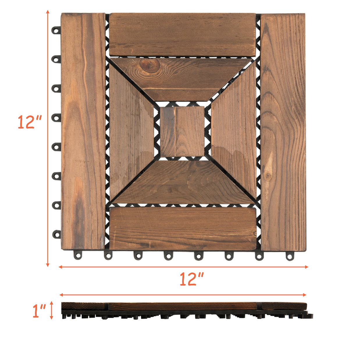 Patiojoy 22 PCS 12'' x 12'' Interlocking Wood Patio Deck Floor Tiles
