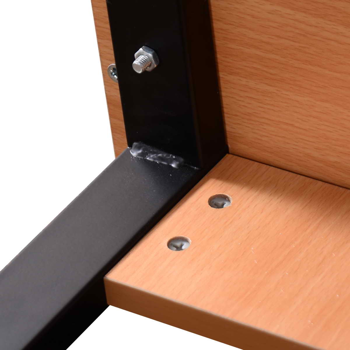 Patiojoy Modern Corner Computer Desk Workstation with Steel Frame and 2 Drawers
