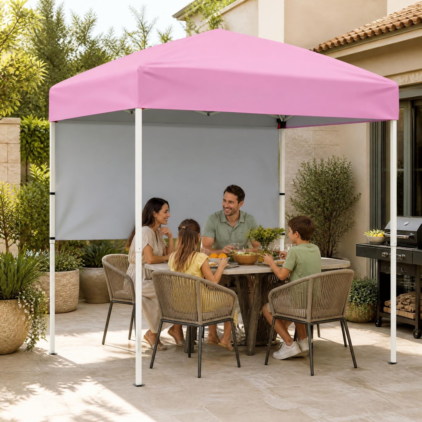 Patiojoy 6 x 4 FT Canopy Tent Pop Up Easy Setup Tent w/ 1 Half Sidewall Foldable & Portable Outdoor Gazebo Pink/Red/White/Gray/Blue