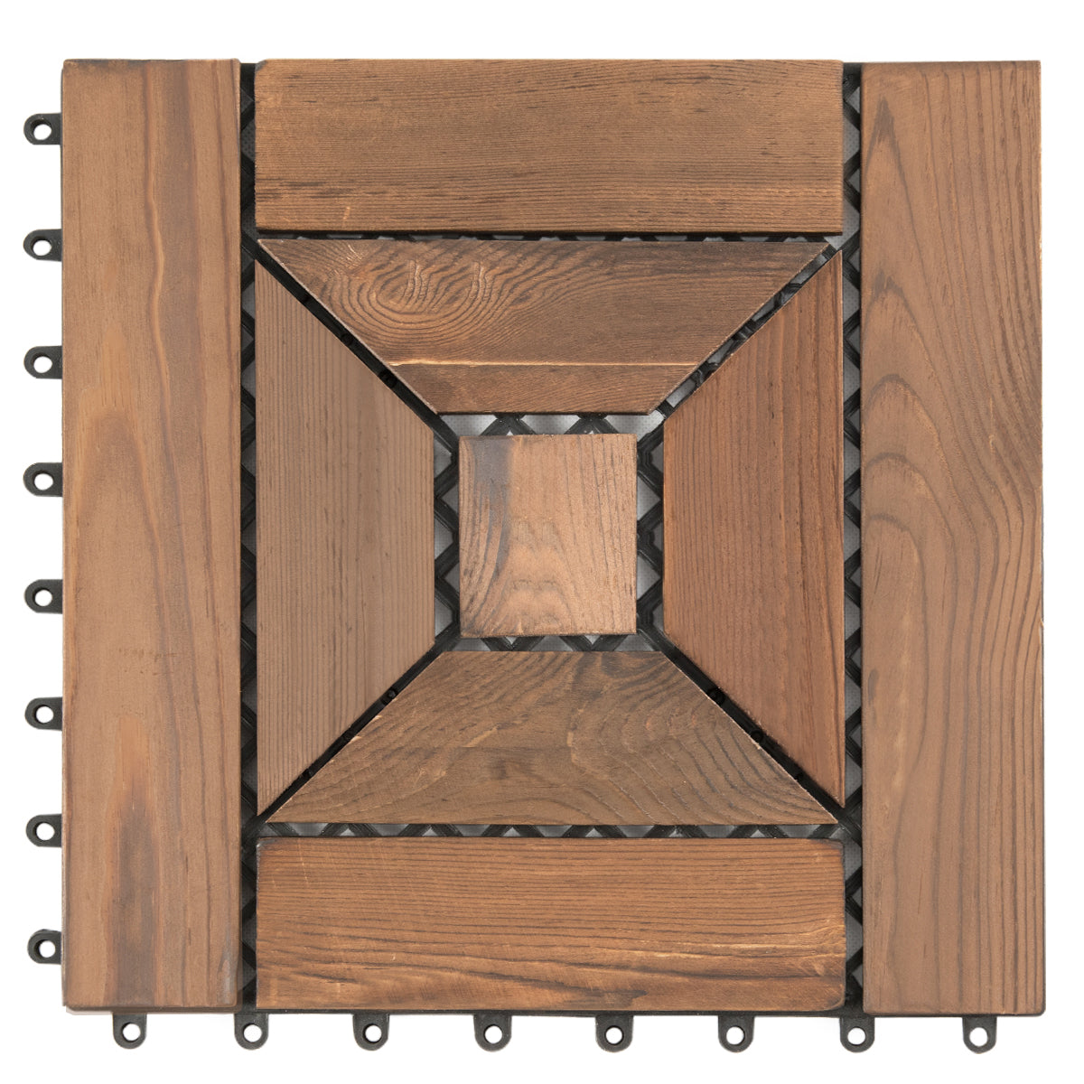 Patiojoy 11 PCS 12'' x 12'' Interlocking Wood Patio Deck Floor Tiles