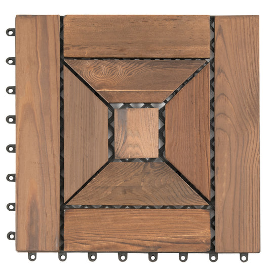 Patiojoy 11 PCS 12'' x 12'' Interlocking Wood Patio Deck Floor Tiles
