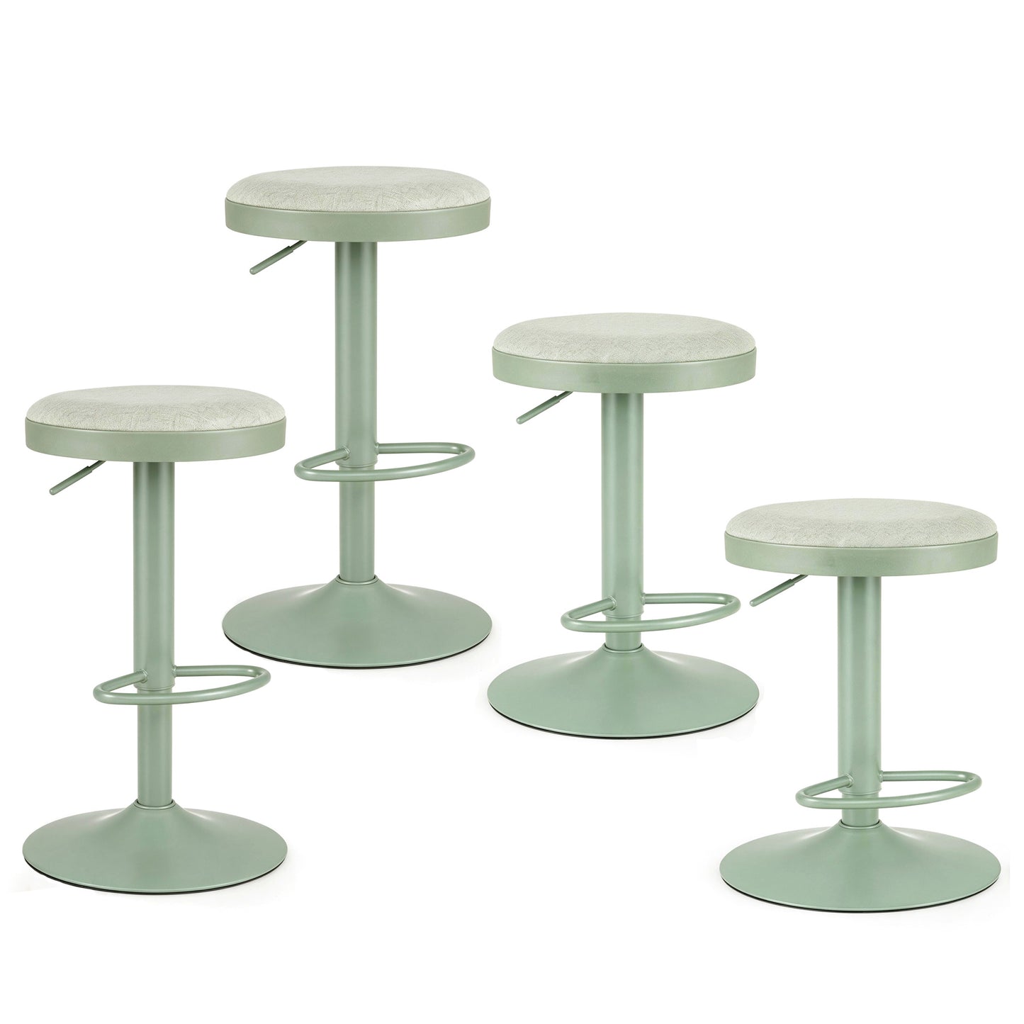 Patiojoy Height-Adjustable Kitchen Bar Stools Bar Stools Set of 2/4 White/Black/Green/Grey