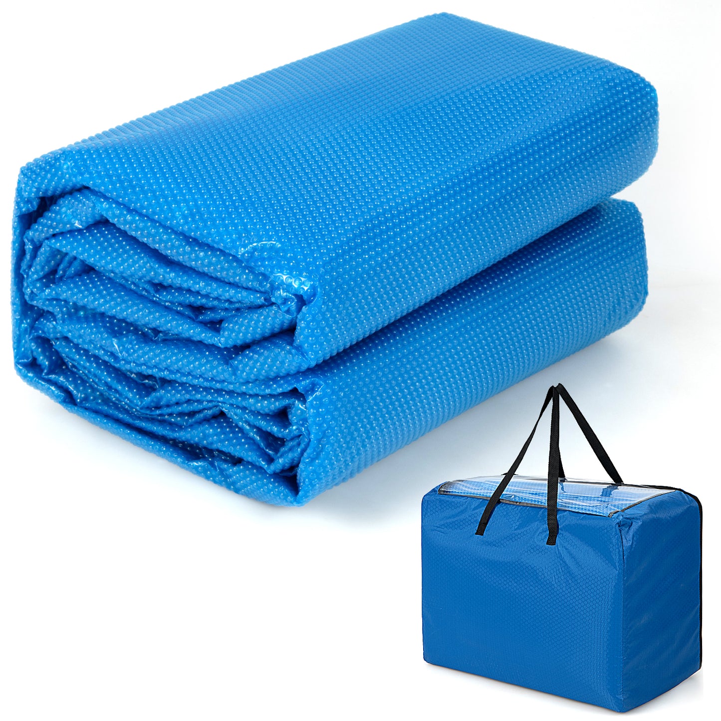 Patiojoy Rectangle Swimming Pool Cover 12-MIL Heat Retaining Pool Solar Blanket for Above-Ground and In-Ground Pools