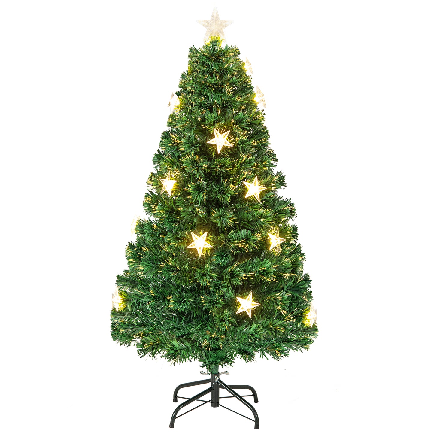 Patiojoy Artificial Christmas Tree Prelit Fiber Optic Xmas Tree with Warm White Lights 8 Light Modes