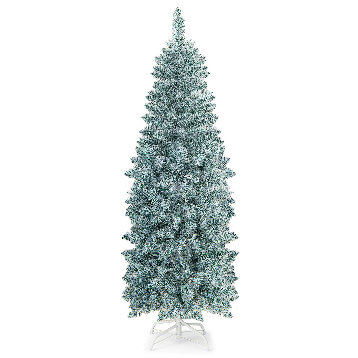 Patiojoy Pre-lit Artificial Christmas Tree Hinged Holiday Decoration Pencil Tree with Multi-color LED Lights
