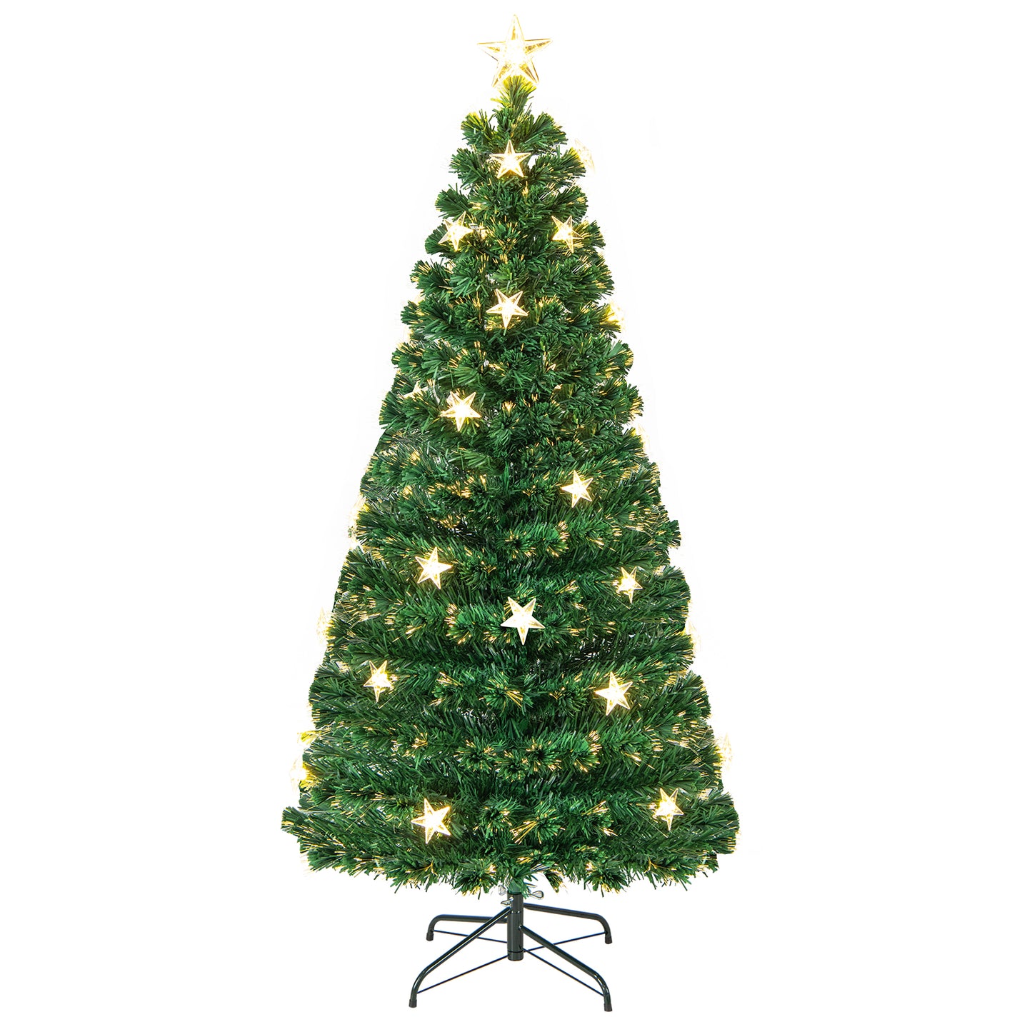 Patiojoy Artificial Christmas Tree Prelit Fiber Optic Xmas Tree with Warm White Lights 8 Light Modes