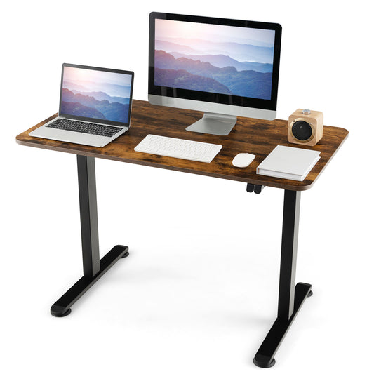 Patiojoy Height Adjustable Electric Desk Sit to Stand Desk with Splice Board Sturdy T-Shaped Metal Bracket Cable Management Hole