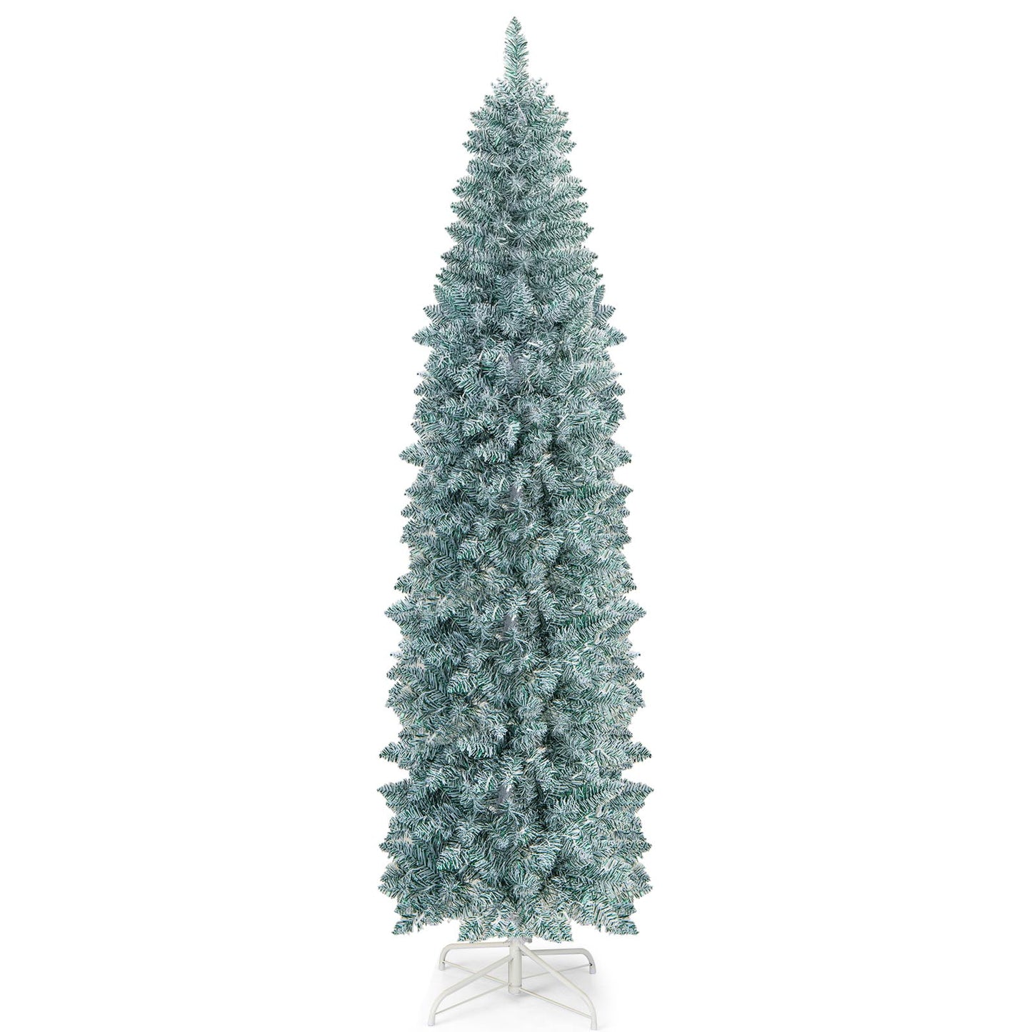 Patiojoy Pre-lit Artificial Christmas Tree Hinged Holiday Decoration Pencil Tree with Multi-color LED Lights