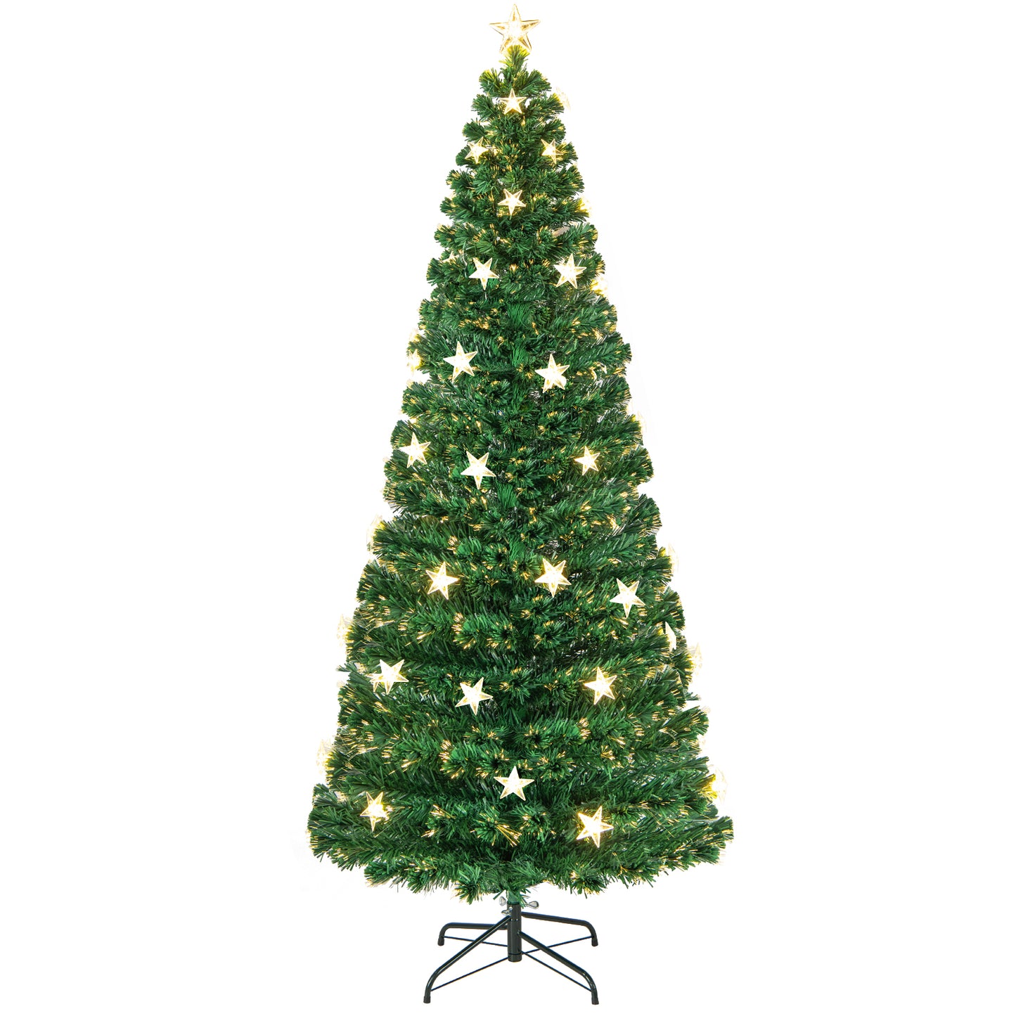 Patiojoy Artificial Christmas Tree Prelit Fiber Optic Xmas Tree with Warm White Lights 8 Light Modes