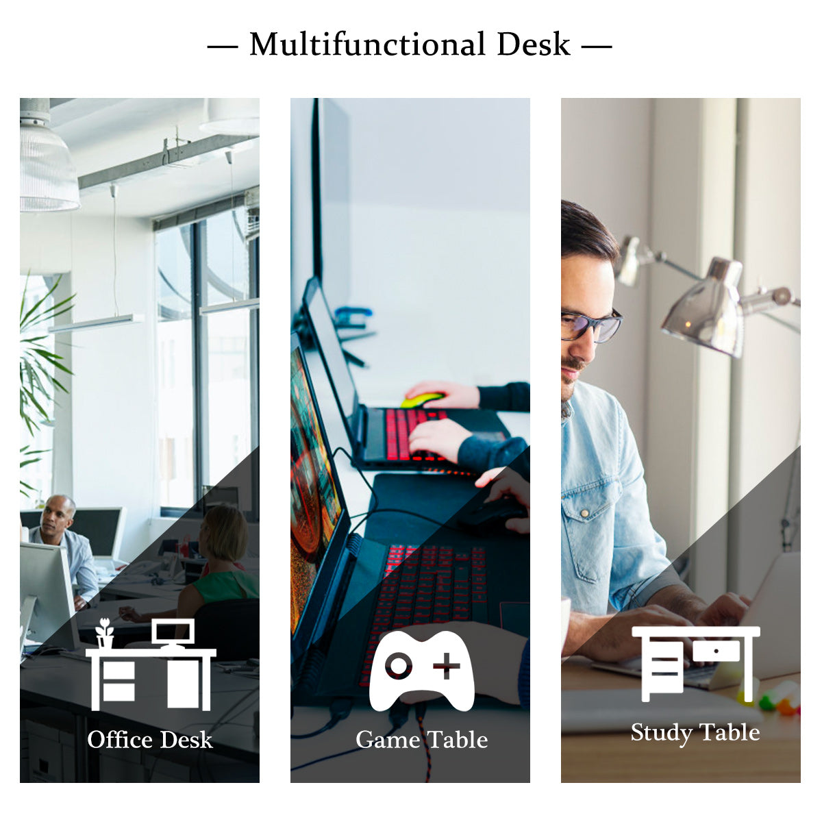 Patiojoy Computer Desk Modern Simple Study Writing Desk Rectangular Workstation Office