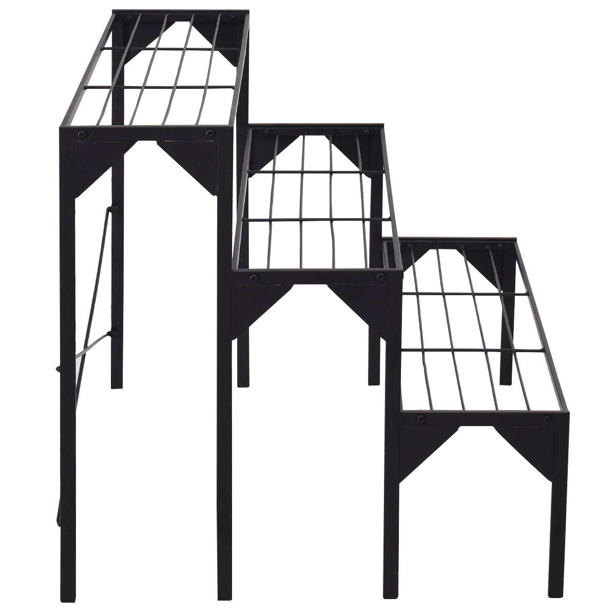 Topbuy 3-Tier Metal Flower Plant Shelf Stand Display Rack Black