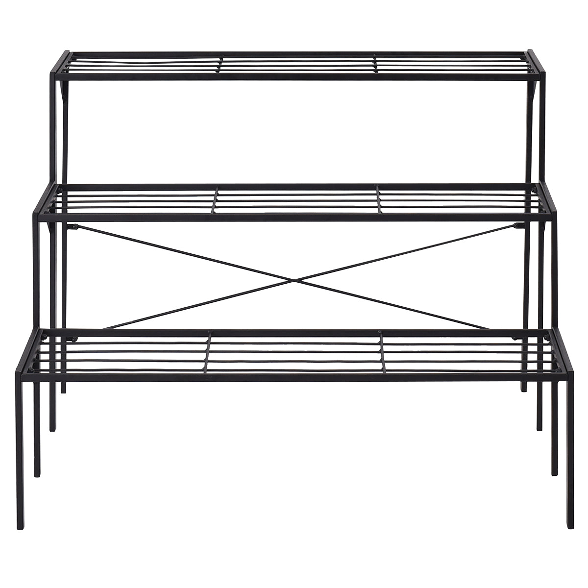 Topbuy 3-Tier Metal Flower Plant Shelf Stand Display Rack Black