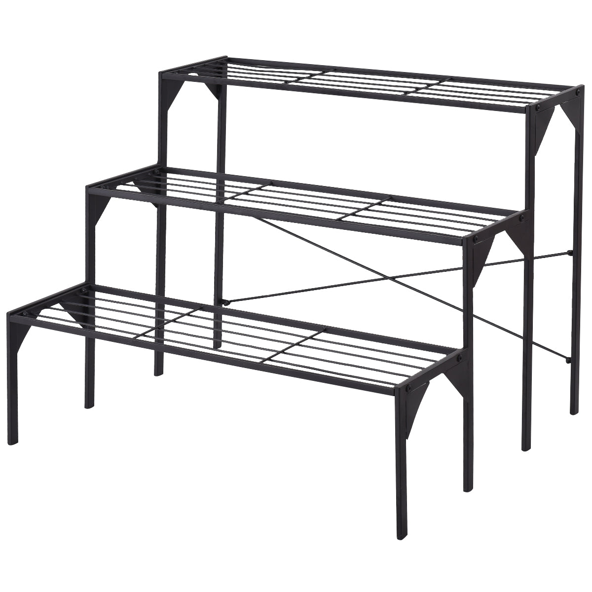 Topbuy 3-Tier Metal Flower Plant Shelf Stand Display Rack Black